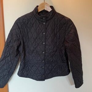 Barbour Black  quilted Jacket with slight peplum. Size USA 6 UK 8